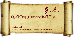 György Archibáld névjegykártya